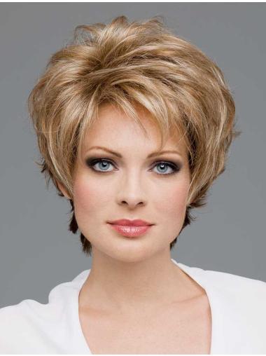 Cheap Synthetic Lace Wigs In Blonde Color Short Length Wavy Style