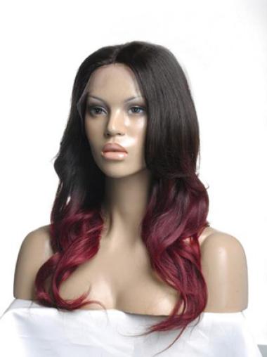 Long Ombre/2 Tone Wavy Without Bangs Good African American Wigs