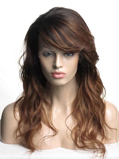 Long Brown Wavy With Bangs Cheapest African American Wigs