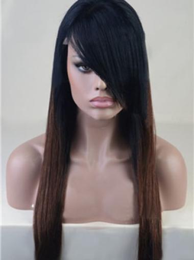 Long Straight With Bangs Full Lace 26" Stylish Black Women Wigs