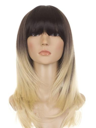 Beautiful 18" Shoulder Length Straight Wigs For Black Women