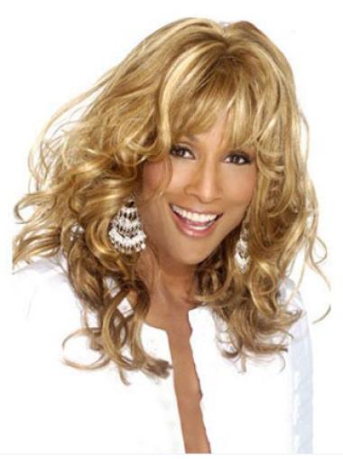 Blonde Long Curly With Bangs Lace Front 18" Beverly Johnson Wigs