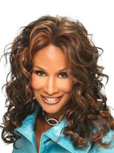 Brown Long Curly Without Bangs Lace Front 16" Beverly Johnson Wigs