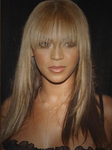 Brown Long Straight With Bangs Lace Front 16" Beyonce Wigs