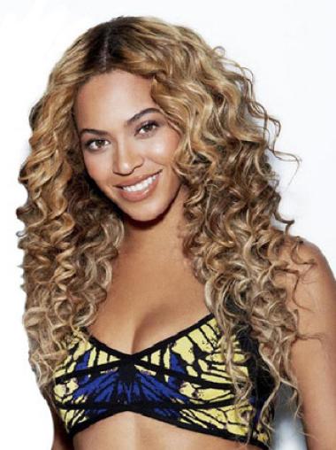 Brown Long Curly Without Bangs Lace Front 24" Beyonce Wigs