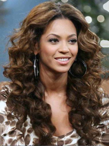 Brown Long Curly Without Bangs Full Lace 20" Beyonce Wigs