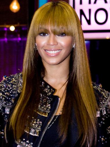Brown Long Straight With Bangs Lace Front 20" Beyonce Wigs