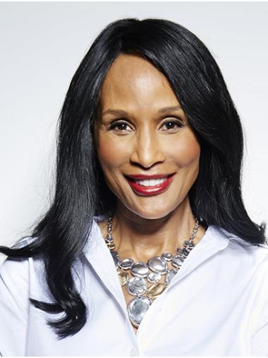 Straight Black Long 16" Synthetic Comfortable Beverly Johnson Wigs