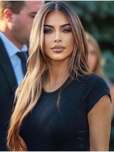 Straight Blonde Long 26" Synthetic Soft Kim Kardashian Wigs