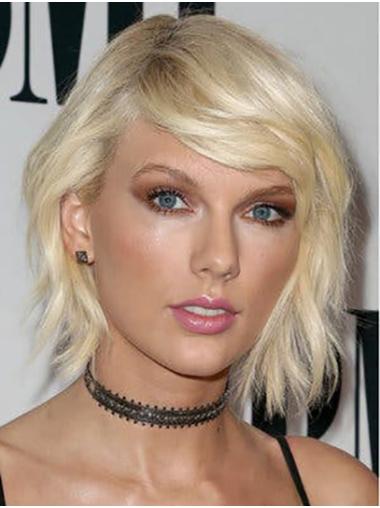 12" Layered Wavy Chin Length Platinum Blonde Suitable Taylor Swift Wigs