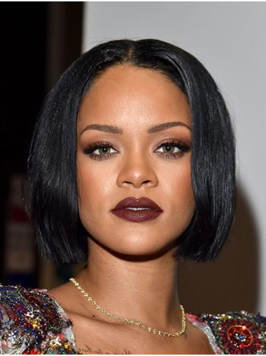10" Bobs Straight Chin Length Black Discount Rihanna Wigs