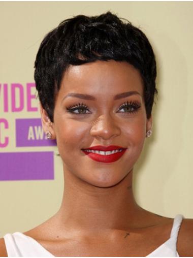 6" Boycuts Wavy Cropped Black Designed Rihanna Wigs