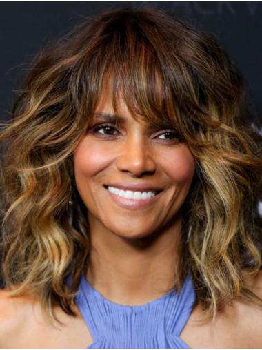 Great Shoulder Length Capless Synthetic With Bangs Halle Berry Wigs