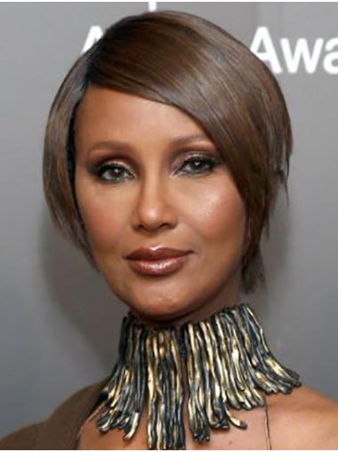 Straight Short Lace Front Brown 8" Bobs Synthetic Amazing Iman Wigs