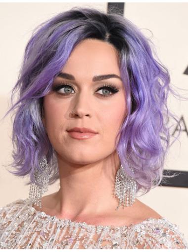 Wavy Chin Length Full Lace Purple 12" Bobs Synthetic Durable Katy Perry Wigs