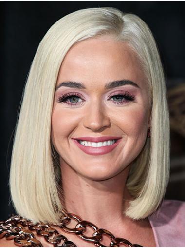 Straight Shoulder Length Lace Front Platinum Blonde 14" Bobs Synthetic Perfect Katy Perry Wigs