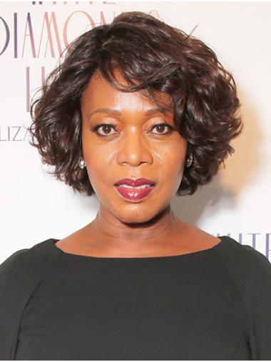 Chin Length Good Curly Lace Front 10" Synthetic Alfre Woodard Wigs