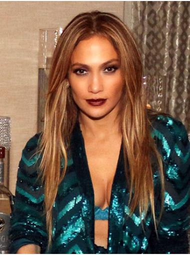 Without Bangs Blonde Long 20" Lace Front Straight Stylish Jennifer Lopez Wigs