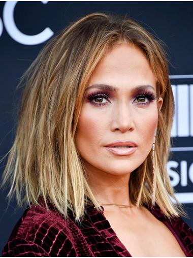 Without Bangs Ombre/2 Tone Shoulder Length 14" Lace Front Straight Incredible Jennifer Lopez Wigs