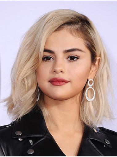 Bobs Grey Chin Length 12" Lace Front Wavy Affordable Selena Gomez Wigs