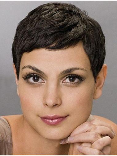 Black Straight 4" Lace Front Boycuts Short Soft Morena Baccarin Wigs