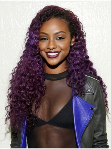 Purple Kinky 22" Lace Front Without Bangs Long Suitable Justine Skye Wigs