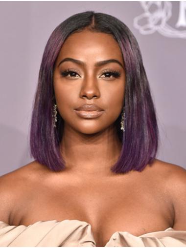 Black to Purple Straight 12" Lace Front Bobs Chin Length Trendy Justine Skye Wigs