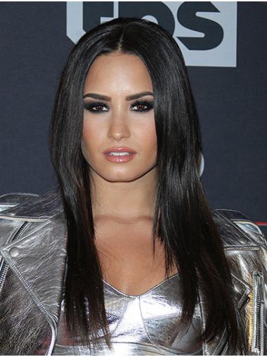 Synthetic Black Straight 18" Lace Front Without Bangs Demi Lovato Wigs