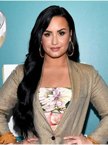 Synthetic Black Wavy 26" Full Lace Without Bangs Demi Lovato Wigs