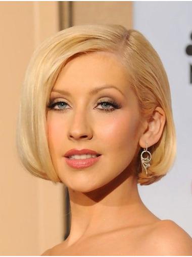 Synthetic Blonde Straight 10" Lace Front Bobs Christina Aguilera Wigs