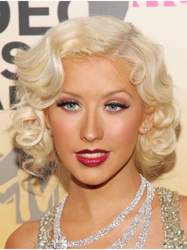 Synthetic Blonde Curly 12" Lace Front Bobs Christina Aguilera Wigs