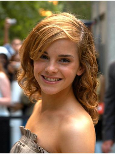 Remy Human Hair Blonde Curly 14" Capless Without Bangs Emma Watson Wigs