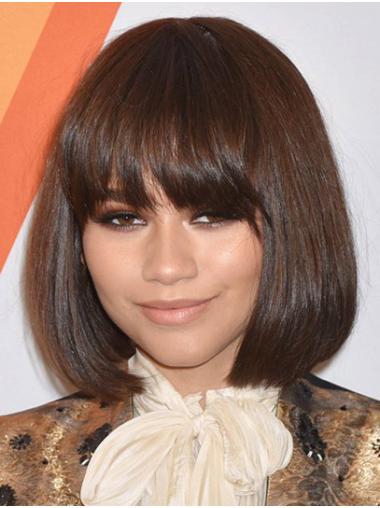 Bobs Chin Length Lace Front 12" Brown Soft Zendaya Wigs