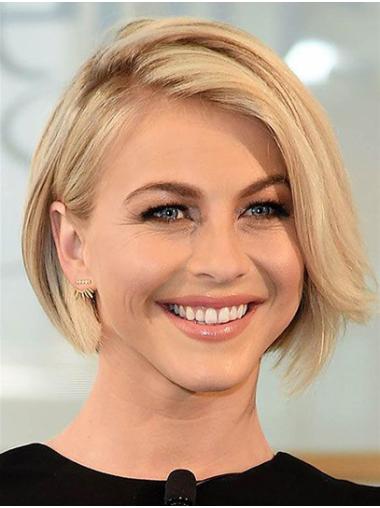 Remy Human Hair Blonde Straight 12" Chin Length Bobs Comfortable Julianne Hough Wigs