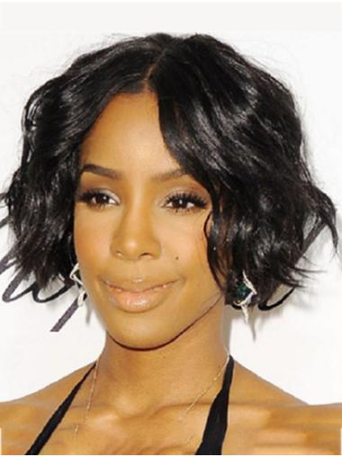 Synthetic Black Wavy 10" Chin Length Bobs Best Kelly Rowland Wigs