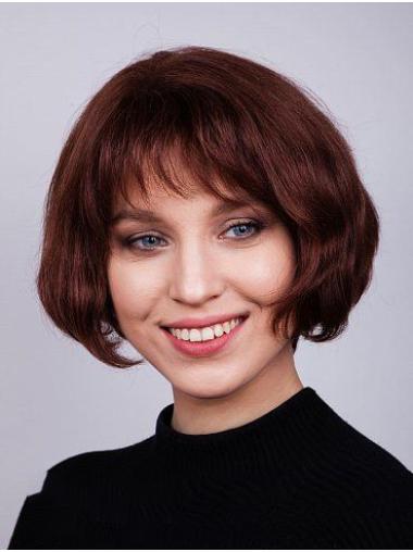 Straight Monofilament Brown Remy Human Hair Lady Bob Wigs Online