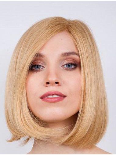 12" Straight Bobs Blonde Womens Wigs Human Hair