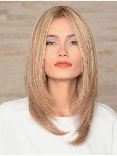 16" Straight Without Bangs Blonde Best Human Hair Wigs For Women