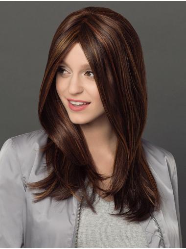 Straight Without Bangs 18" Long Modern Hand-Tied Wigs