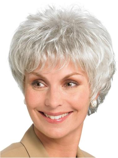 Synthetic Lace Front Straight 6" Ideal Grey Wigs
