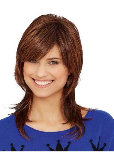 Synthetic Layered Brown Straight Best Lace Wigs