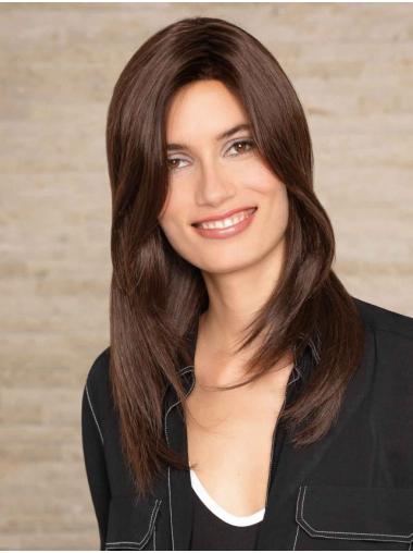 Remy Human Hair Brown Without Bangs 20" Wanted Monofilament Wigs