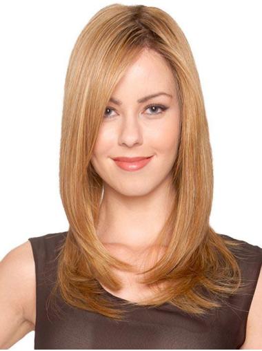 Synthetic Sassy Long Blonde Straight Monofilament Wigs