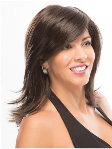 With Bangs 14" Shoulder Length Straight Good Medium Wigs