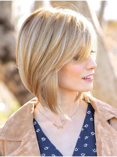 12" Chin Length Blonde Straight Affordable Bob Wigs