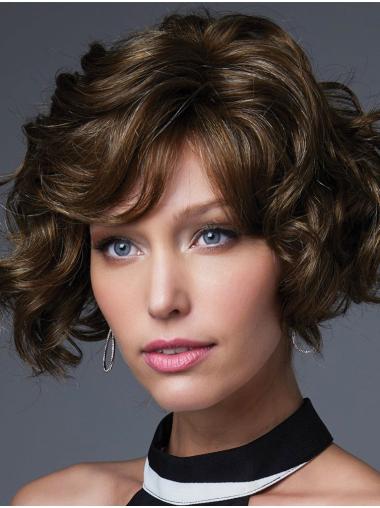 Brown 10" With Bangs Chin Length Incredible Monofilament Wigs
