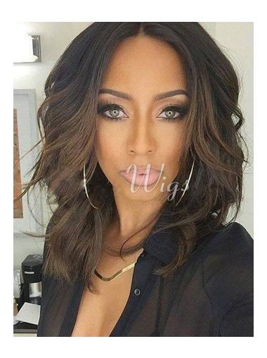 African Human Hair Wigs With Full Lace Brazilian Black Color Shoulder Length