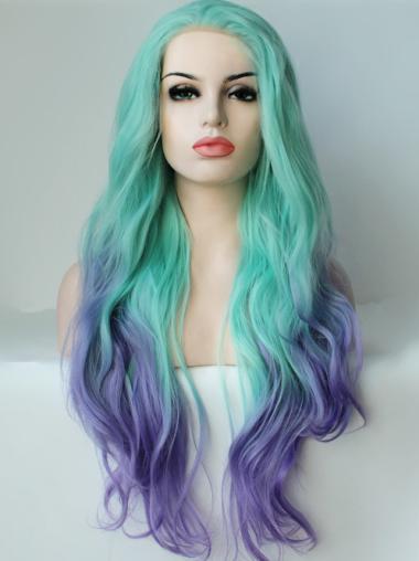 22" Ombre/2 Tone Long Without Bangs Wavy Ideal Lace Wigs