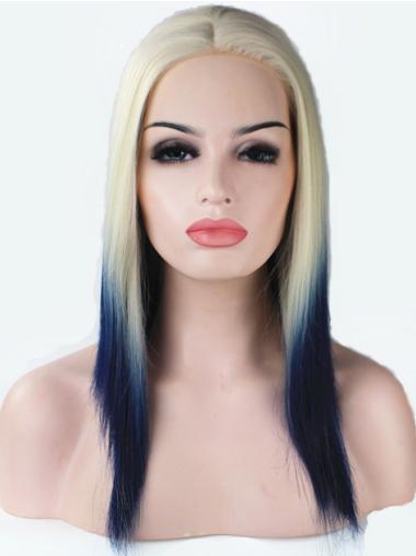 16" Ombre/2 Tone Long Without Bangs Straight Fashionable Lace Wigs