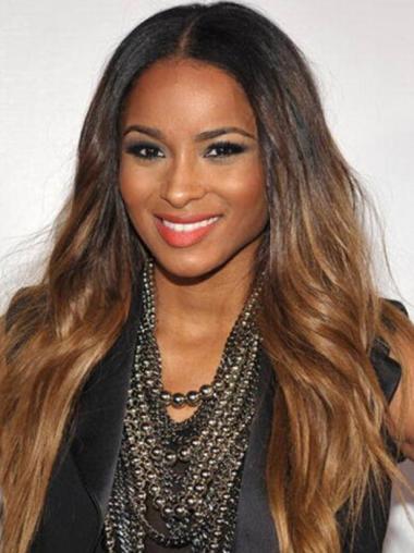 High Quality Ombre/2 Tone Long Wavy Without Bangs 24" Human Lace Wigs